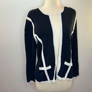 Tanjay Women's Black White Rayon Cardigan Sweater - Size PS